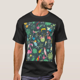 Camiseta Bebidas De Aves Tropicales: Vibrantes Sin Mar.