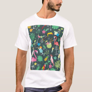 Camiseta Bebidas De Aves Tropicales: Vibrantes Sin Mar.
