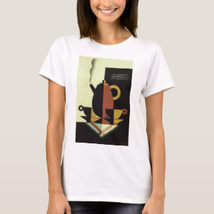 Camiseta Bebidas de Bebidas Vintage Cafetera con Tazas