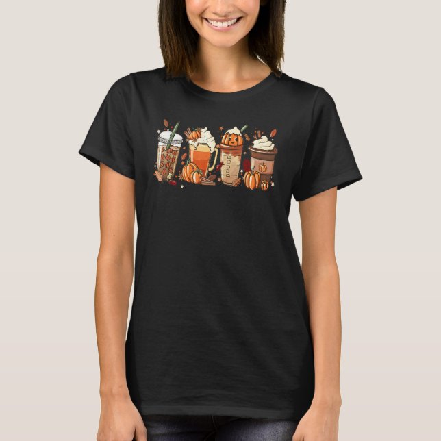 Camiseta Bebidas de café de otoño con sabor a calabaza espe (Anverso)