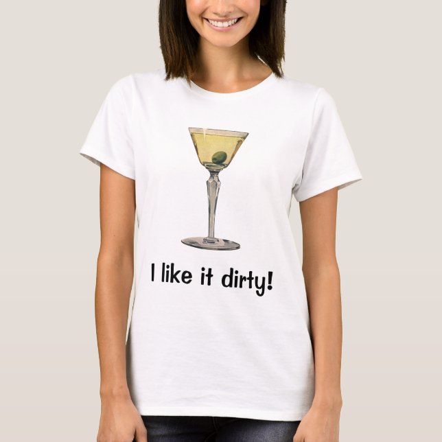 Camiseta Bebidas de época, cóctel de oliva Martini (Anverso)
