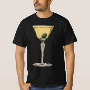 Camiseta Bebidas de época, cóctel de oliva Martini