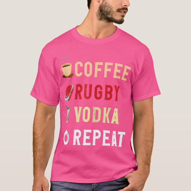 Camiseta Bebidas más divertidas café Rugby Vodka Repetir (Anverso)