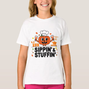 Camiseta Bebiendo y rellenando divertida cocina de Acción d