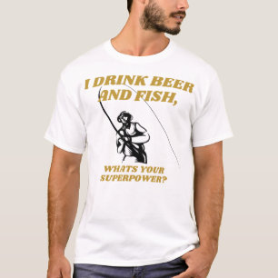 Camiseta Bebo cerveza y pescado, cuál es tu superpotencia