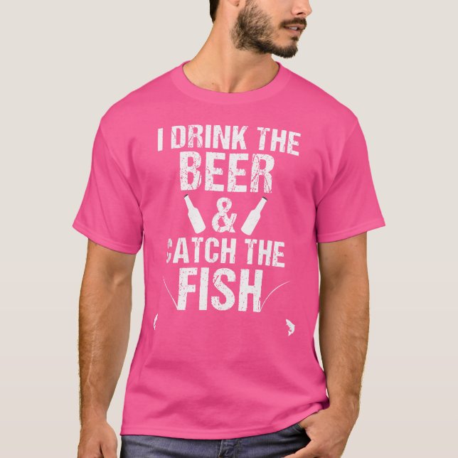 Camiseta Bebo La Cerveza Captura El Reel De La Rod De Pesca (Anverso)