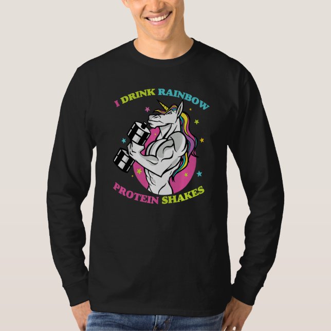 Camiseta Bebo proteína arcoiris sacude gimnasio Unicorn Bod (Anverso)