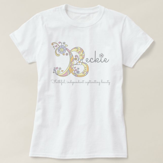 Camiseta Beckie chicas B nombre que significa monograma tee (Diseño del anverso)
