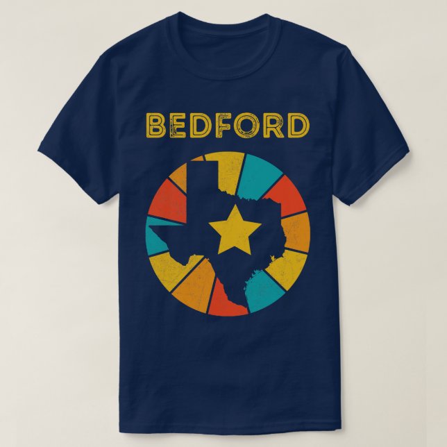 Camiseta Bedford Texas Vintage Distresres Souvenir (Diseño del anverso)