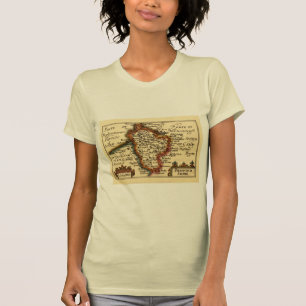 Camiseta Bedfordshire County England Mapa anticuario antigu