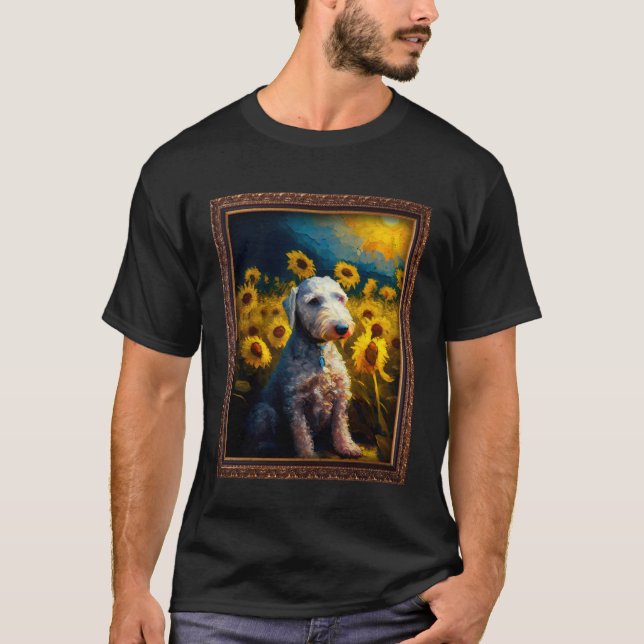 Camiseta Bedlington Terrier Painting Sunflower Flower Mom W (Anverso)