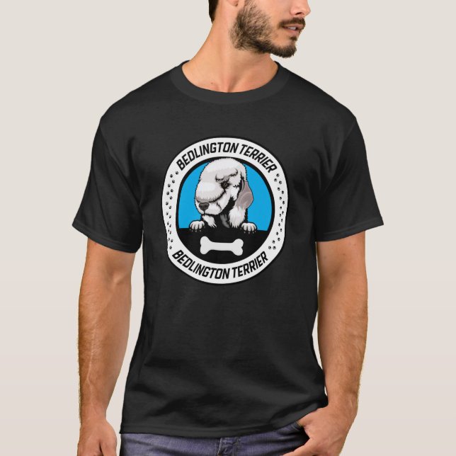 Camiseta Bedlington Terrier Peeking Ilustracion Badge (Anverso)