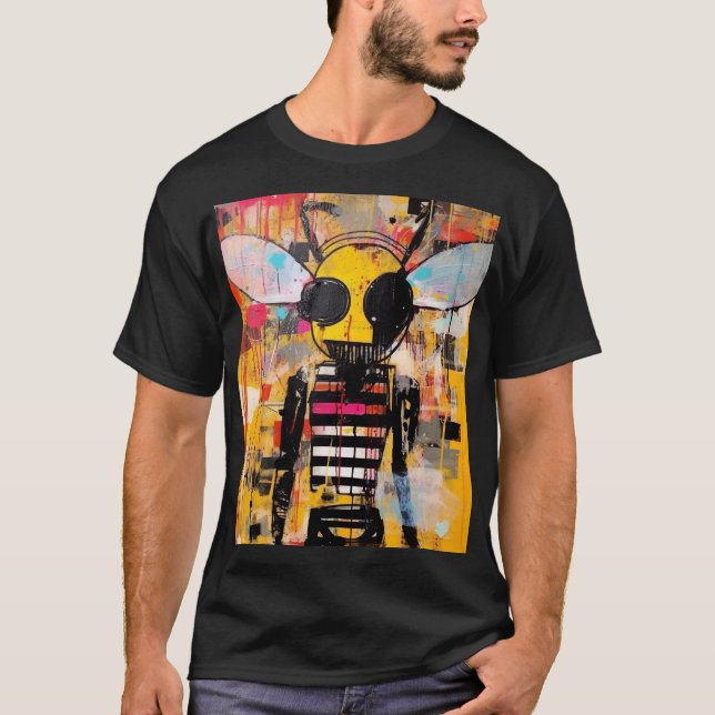 Camiseta Bee Character Art Grunge Pop Art Insect Hybrid 