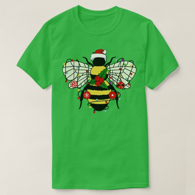 Camiseta Bee Christmas Tree Xmas Lights Funny Bee Lover Chr (Diseño del anverso)