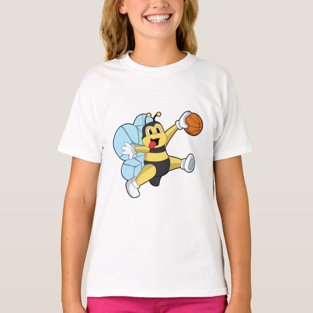 Camiseta Bee como jugador de baloncesto con baloncesto (Anverso)
