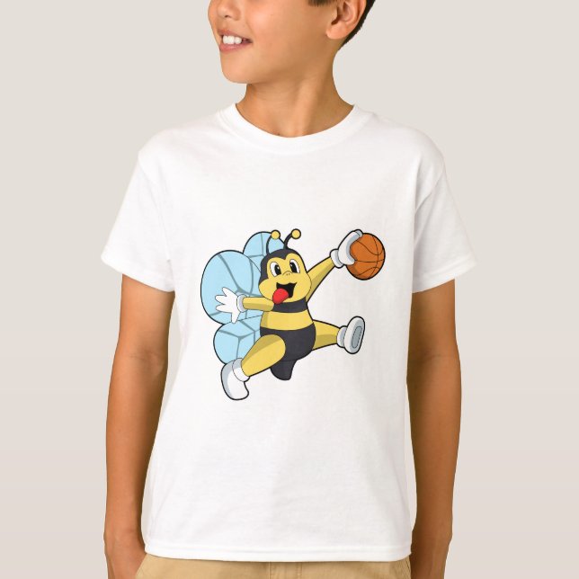 Camiseta Bee como jugador de baloncesto con baloncesto (Anverso)