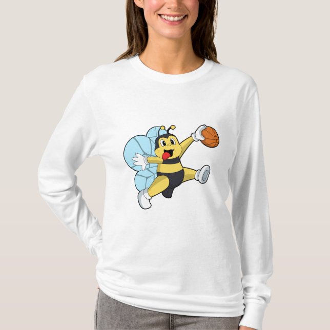 Camiseta Bee como jugador de baloncesto con baloncesto (Anverso)