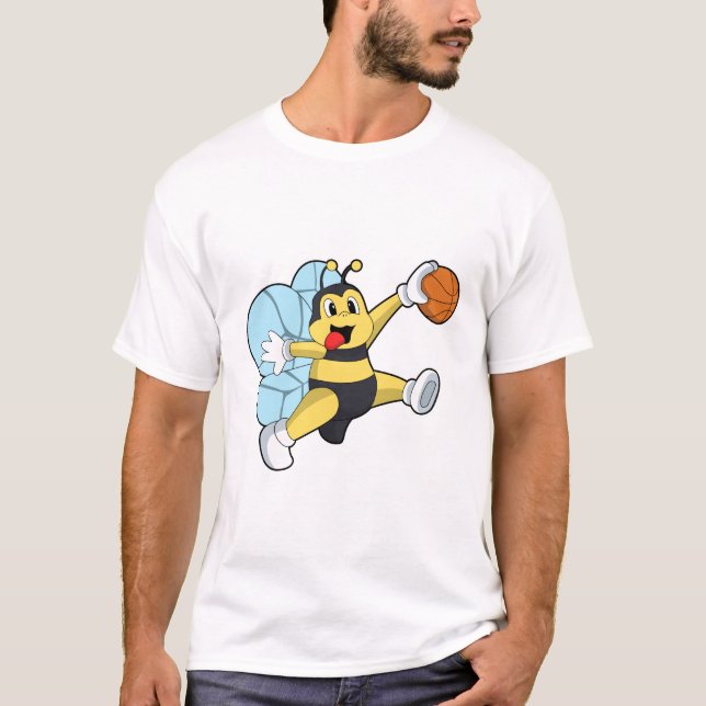 Camiseta Bee como jugador de baloncesto con baloncesto (Anverso)