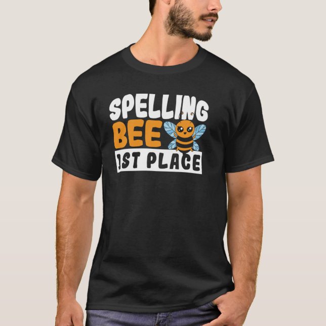 Camiseta Bee de ortografía 1er lugar Escolar Bee (Anverso)