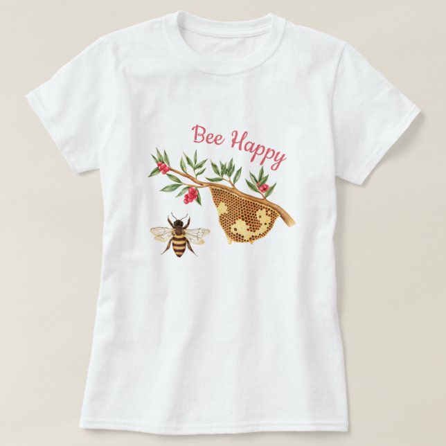 Camiseta Bee Happy (Diseño del anverso)