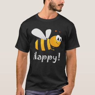 Camiseta Bee Happy Mens Mujeres Niños