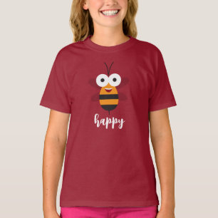 Camiseta Bee Happy Personalizado Honey Bee Funny Cute Chica