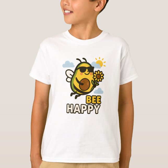 Camiseta Bee Happy Shirte Cute Aguacate Pun Funny Tee De Ve (Anverso)