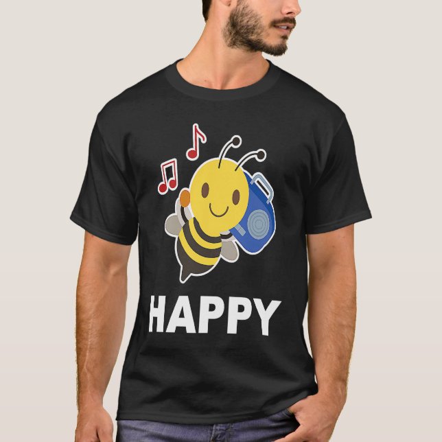 Camiseta Bee Happy Smile Face Cute Happy Peace Smiace (Anverso)