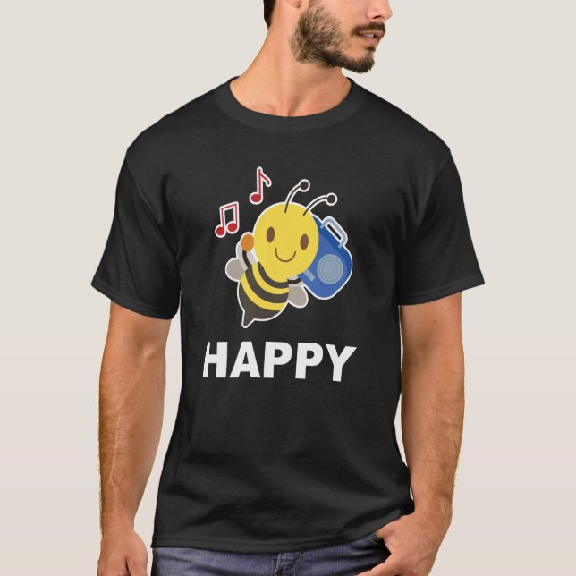 Camiseta Bee Happy Smile Face Cute Happy Peace Smiling Face (Anverso)