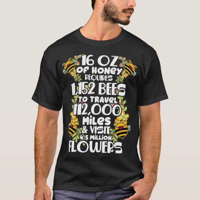 Camiseta Bee Honey Statistics Beekeeper Honeycomb  (Anverso)