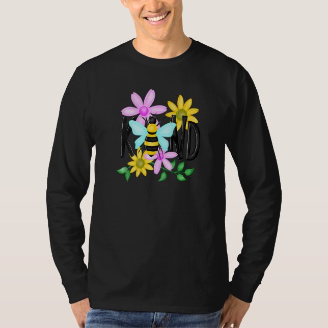 Camiseta Bee Kind Las Mujeres Cute Flor Sean Benditas (Anverso)