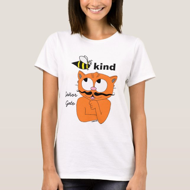 Camiseta Bee Kind (sé amable) Personalizado Mustache Camise (Anverso)