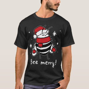 Camiseta Bee Merry Christmas - abeja lleva santa hat Xmas G