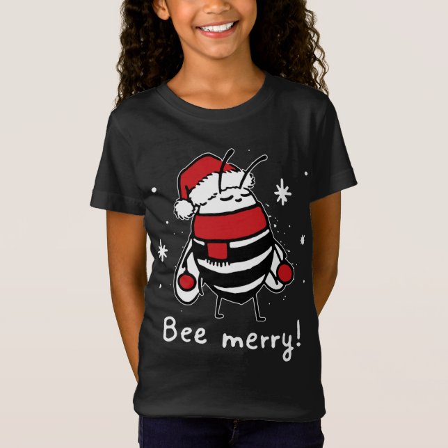 Camiseta Bee Merry Christmas - abeja lleva santa hat Xmas G (Anverso)