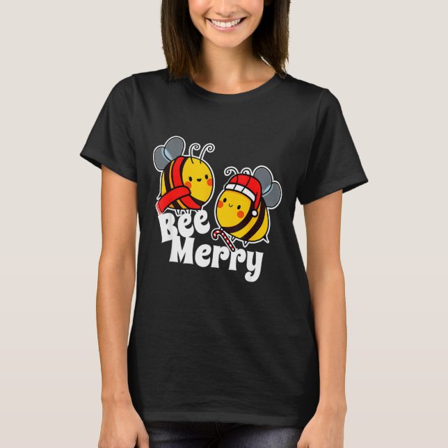 Camiseta Bee Merry _ Cute Honey Bees Santa Claus _ Christma (Anverso)