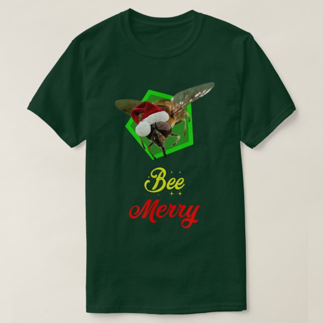 Camiseta Bee Merry El Navidad Ocupado Abeja (Diseño del anverso)