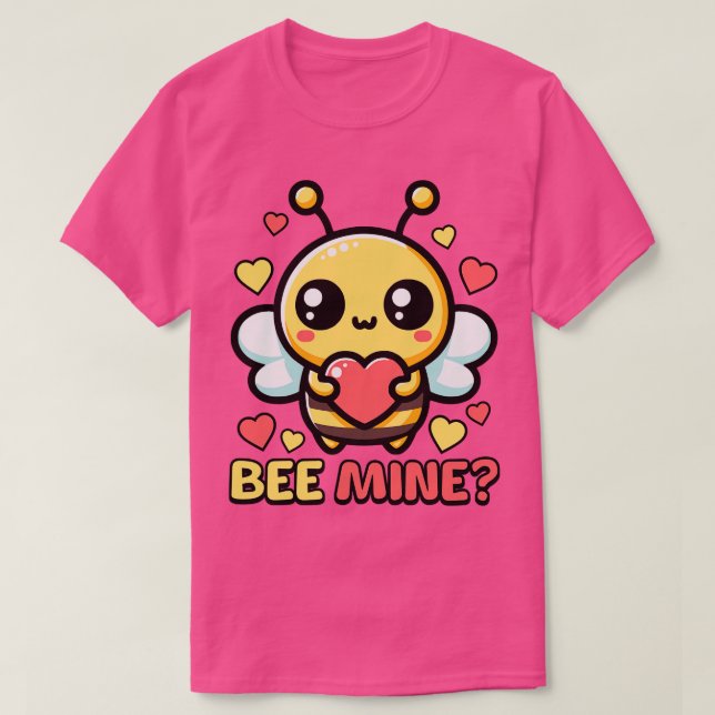 Camiseta Bee Mine Cute Día de San Valentín Bee Pun (Diseño del anverso)