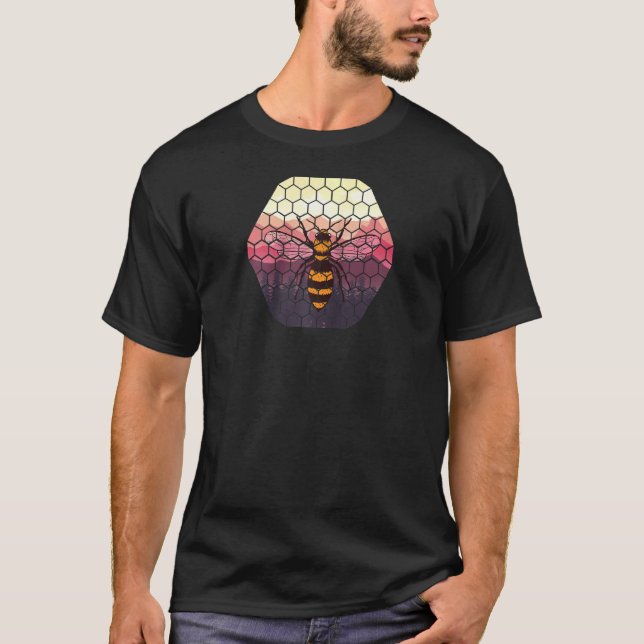 Camiseta Bee On Honeycomb Honey Bee Beekeeper Raglan (Anverso)