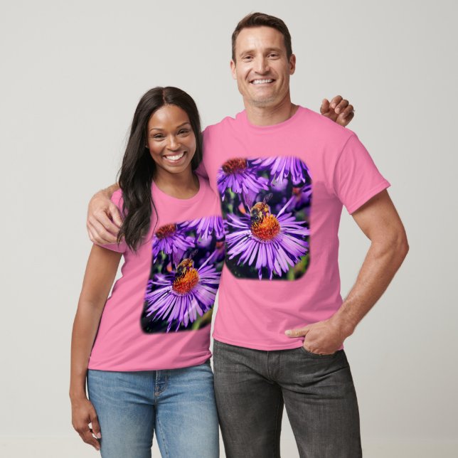 Camiseta Bee On Purple Aster Flower Nature (Unisexo)