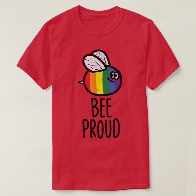 Camiseta Bee Proud Cute Rainbow Flag Pride Month Ally Gay L (Diseño del anverso)