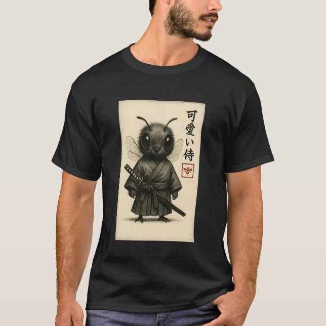 Camiseta Bee Samurai Ink Art Sumi-e Style Novelty Kawaii Wo (Anverso)