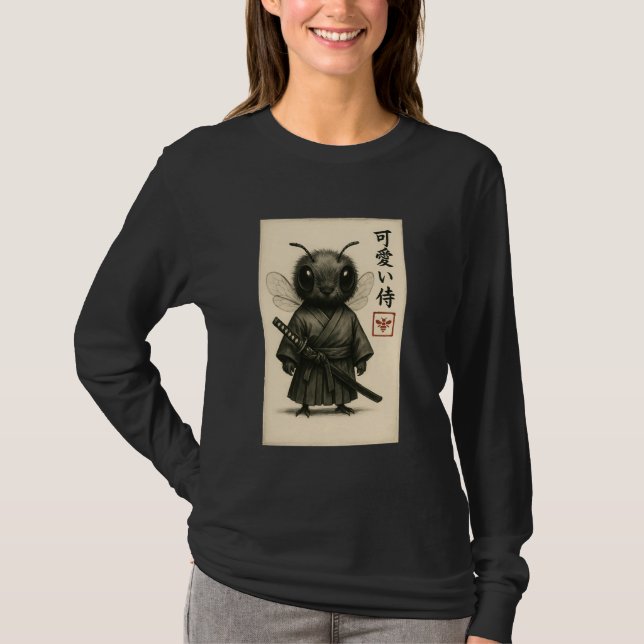 Camiseta Bee Samurai Ink Art Sumi-e Style Novelty Kawaii Wo (Anverso)