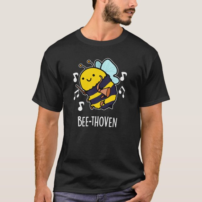 Camiseta Bee-thoven Funny Music Bee Pun Dark BG (Anverso)