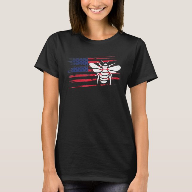 Camiseta Bee Uu Bandera Americana Wasp 4 De Julio Ant Insec (Anverso)