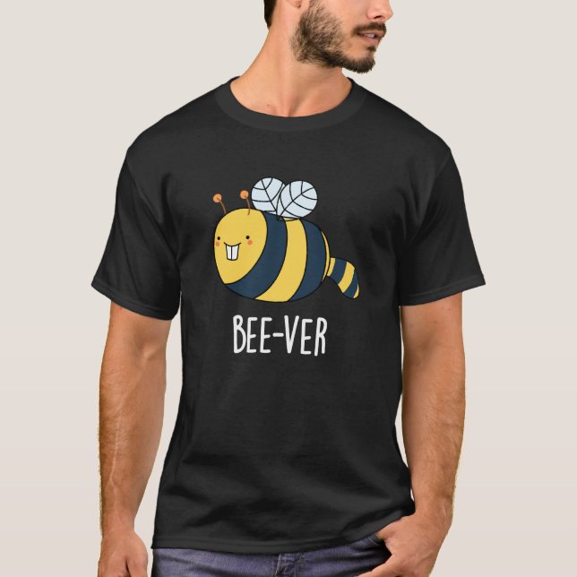 Camiseta Bee-ver Funny Animal Beaver Bee Pun Dark BG (Anverso)