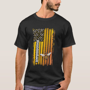 Camiseta Beekeeper Bandera Americana Honeycomb Bee