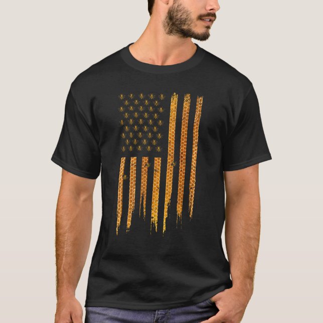 Camiseta Beekeeping American Flag Honeycomb Honey Bees Beek (Anverso)