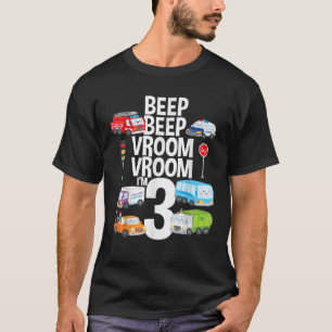 Camiseta Beep Vroom I m 3 Camiones Tema de los autos Regalo