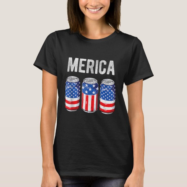 Camiseta Beer American Flag 4th of July Men Women Merica US (Anverso)