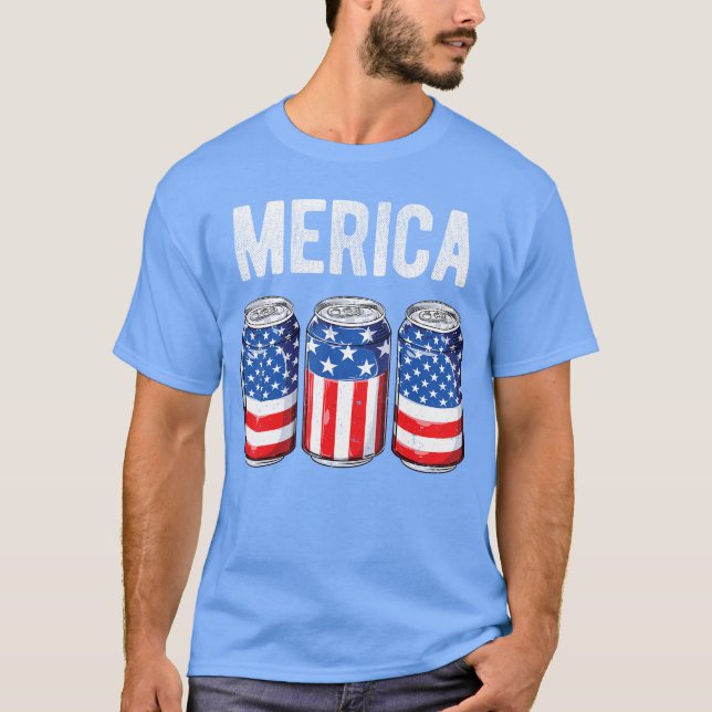 Camiseta Beer American Flag 4th Of July Merica USA Men Wome (Anverso)